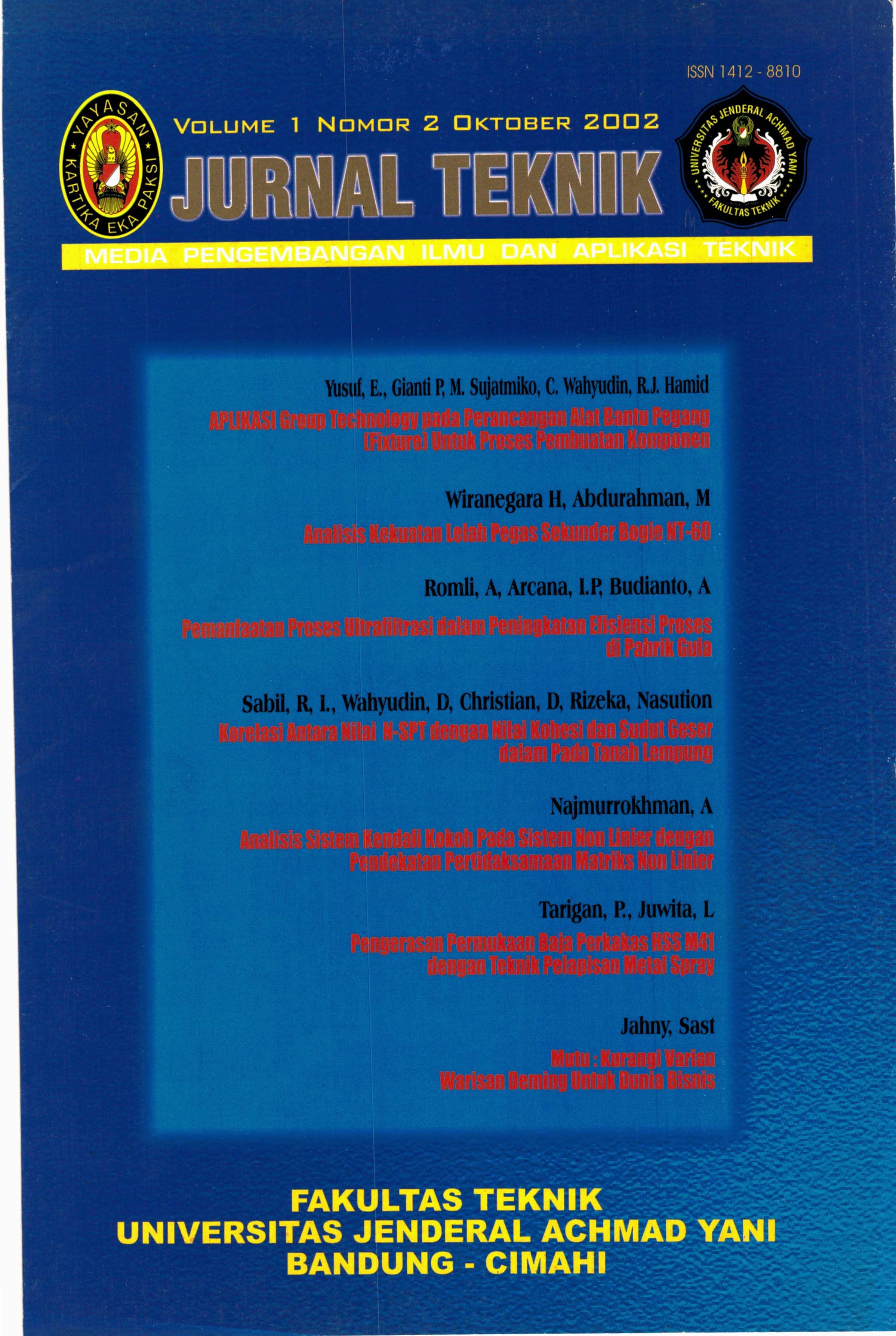 					View Vol. 1 No. 2 (2002): Jurnal Teknik - Media Pengembangan Ilmu dan Aplikasi Teknik
				