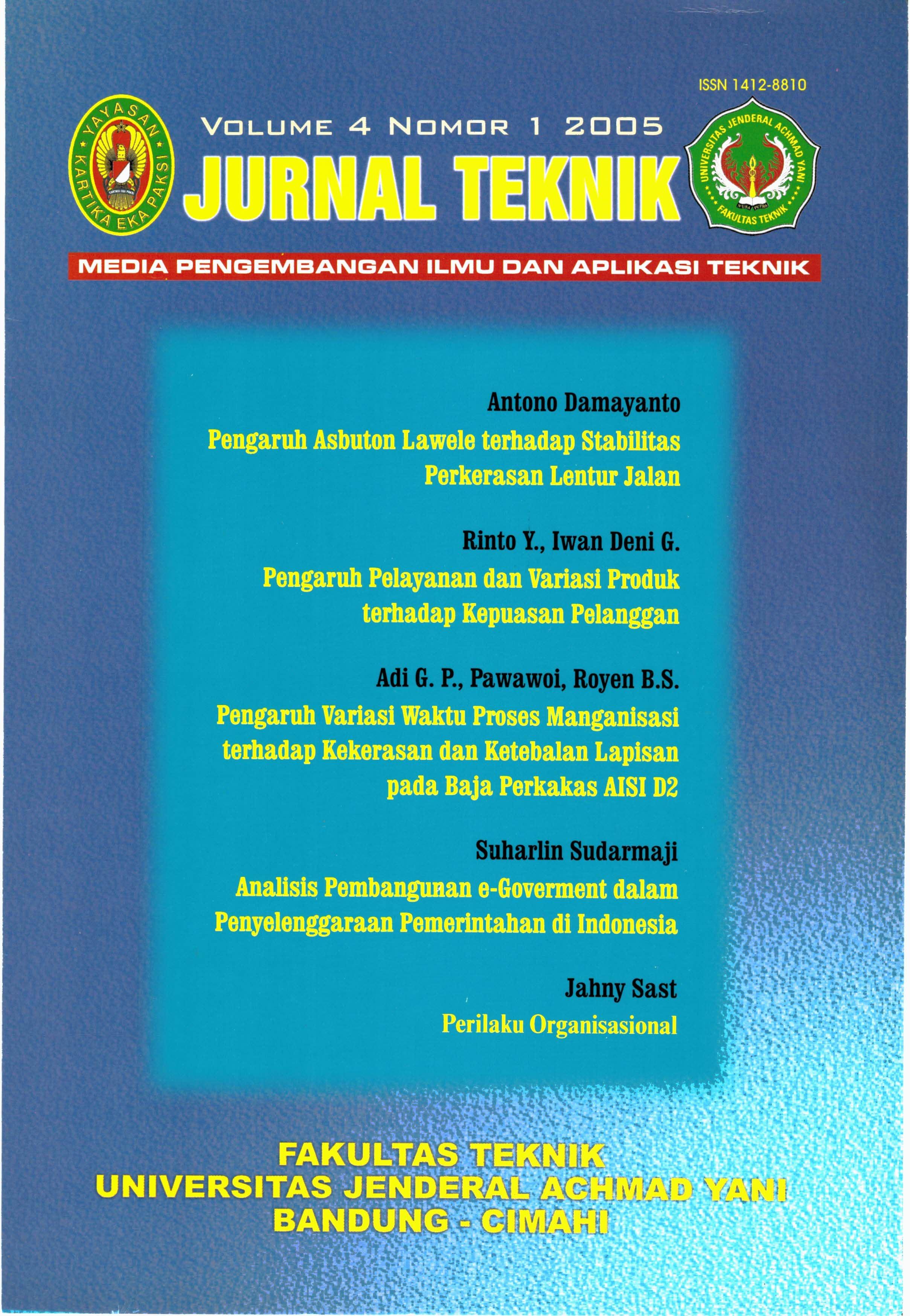 					View Vol. 4 No. 1 (2005): Jurnal Teknik - Media Pengembangan Ilmu dan Aplikasi Teknik
				