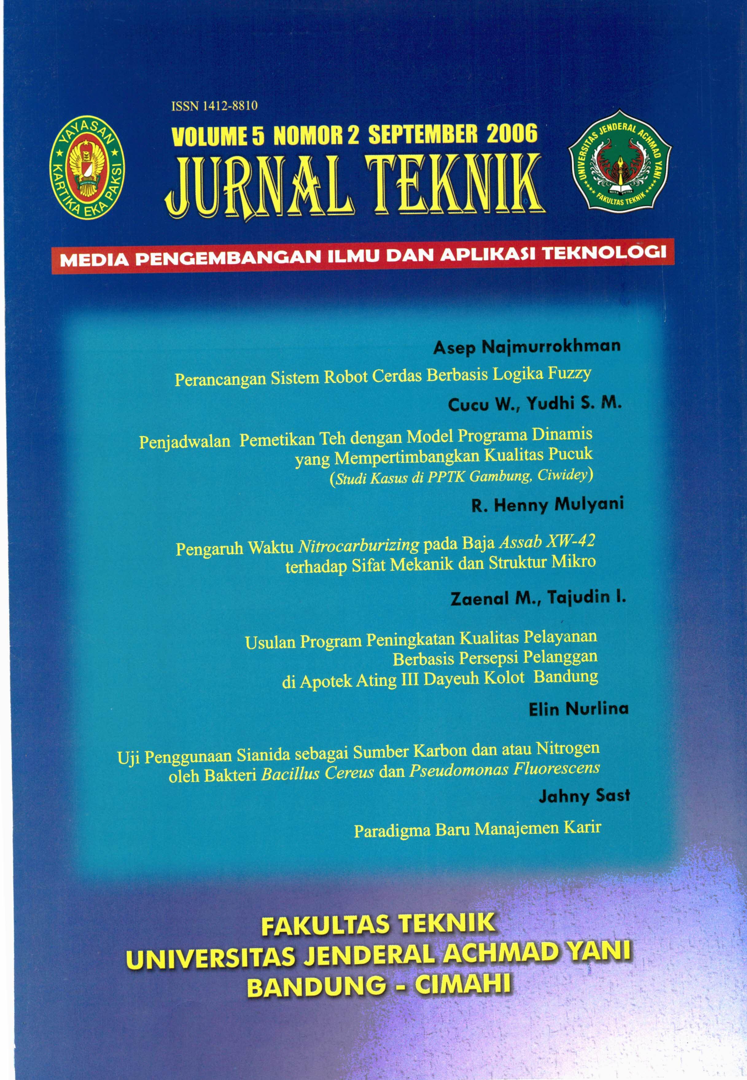 					View Vol. 5 No. 2 (2006): Jurnal Teknik - Media Pengembangan Ilmu dan Aplikasi Teknik
				