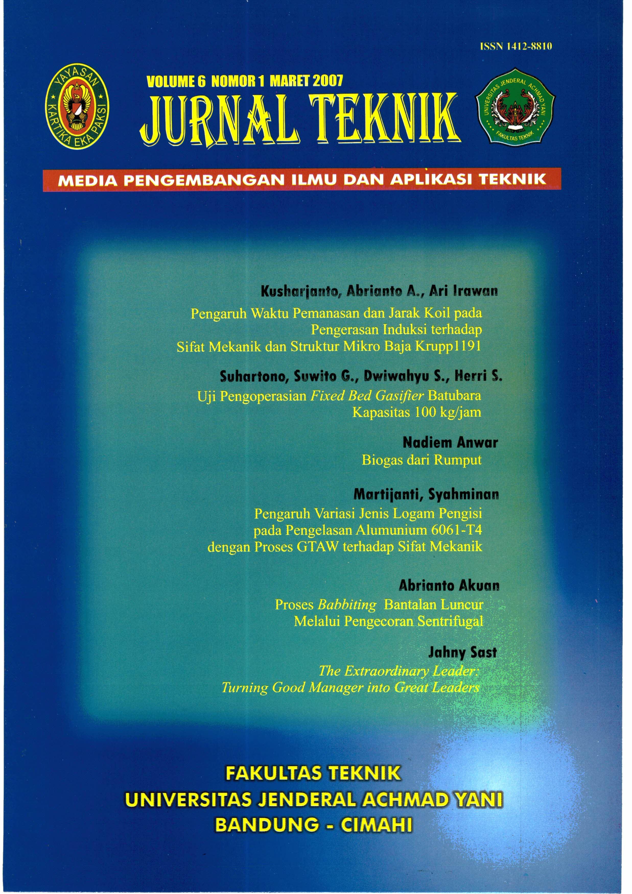 					View Vol. 6 No. 1 (2007): Jurnal Teknik - Media Pengembangan Ilmu dan Aplikasi Teknik
				