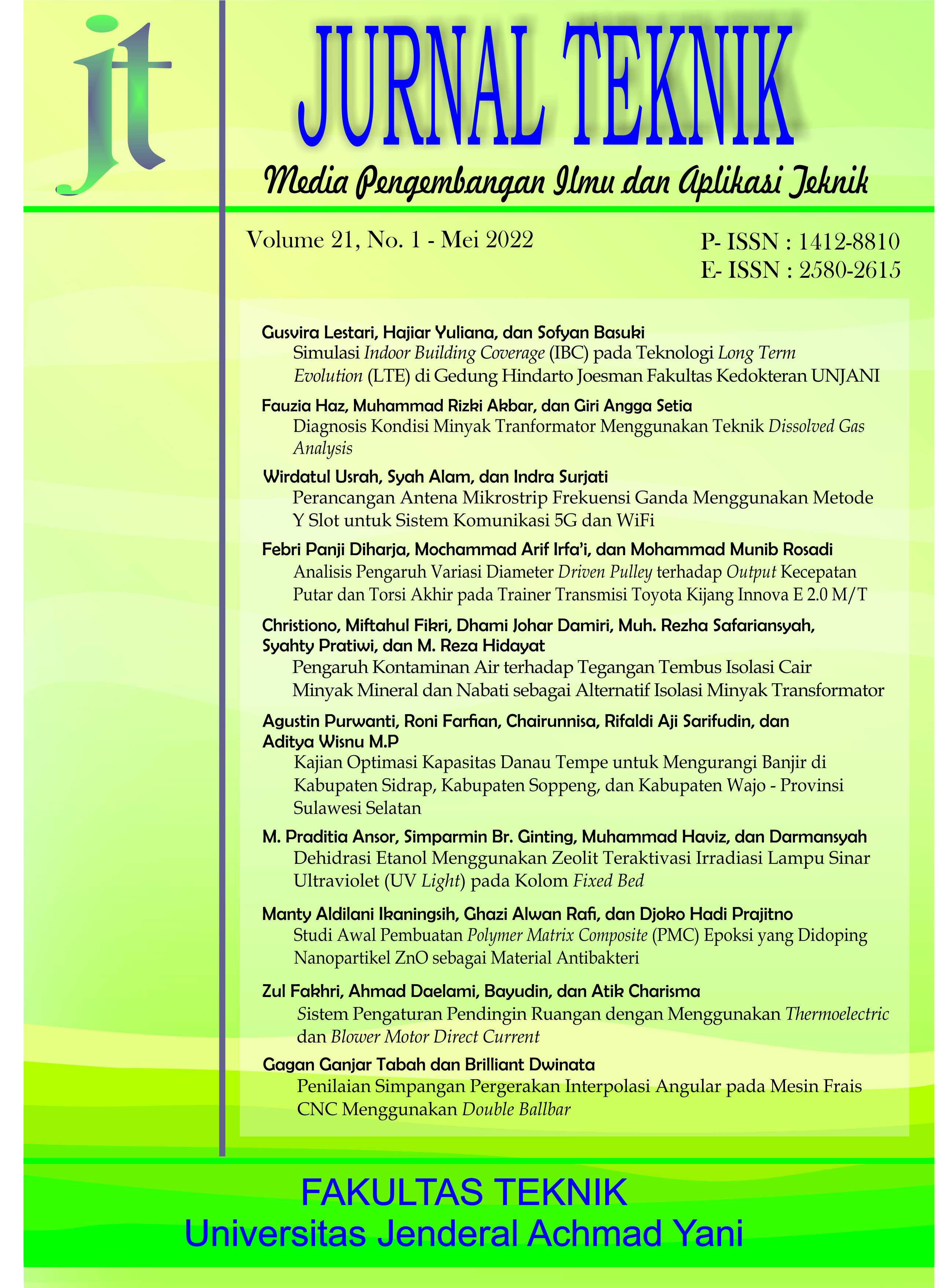 					View Vol. 21 No. 1 (2022): Jurnal Teknik - Media Pengembangan Ilmu dan Aplikasi Teknik
				