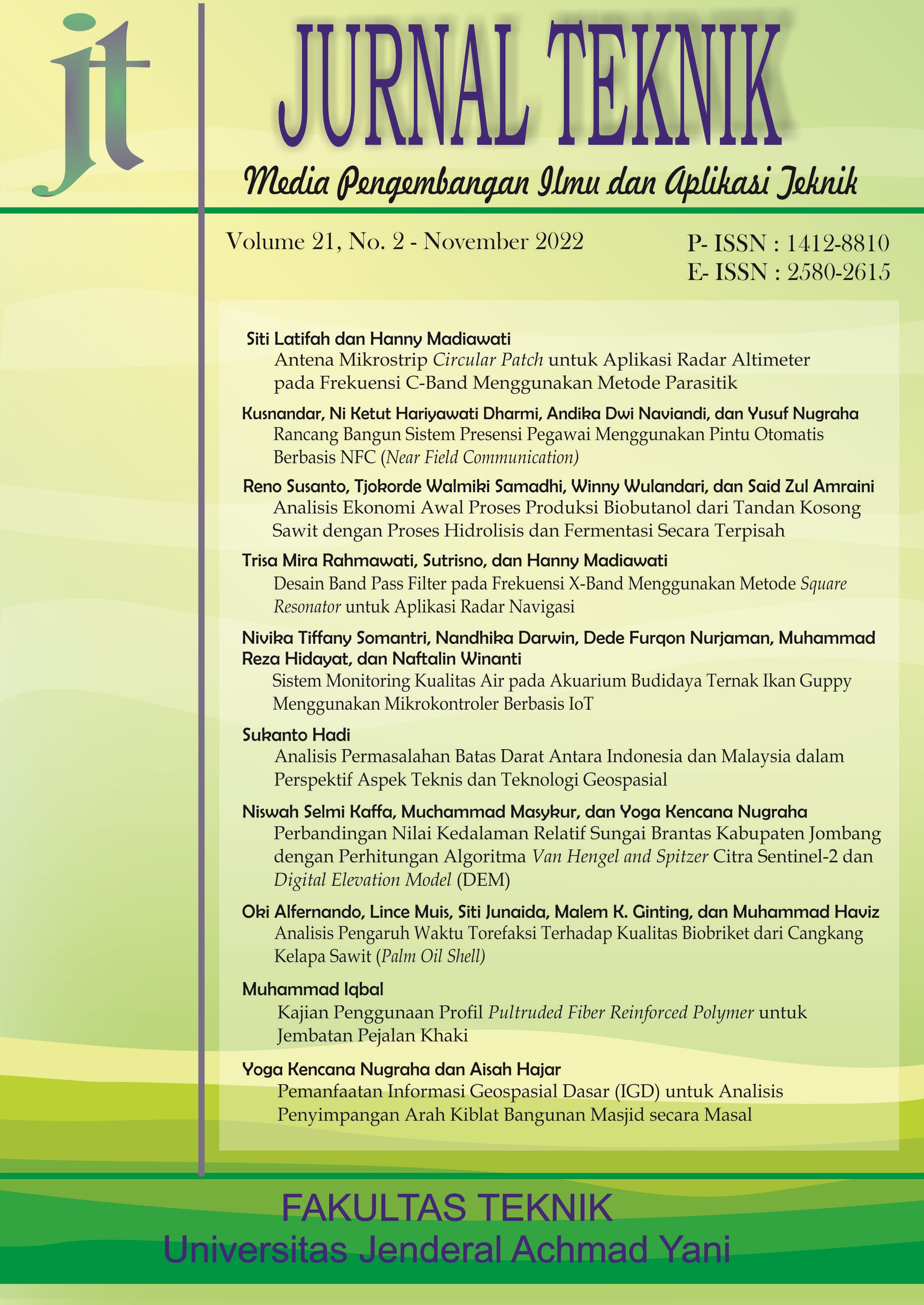					View Vol. 21 No. 2 (2022): Jurnal Teknik - Media Pengembangan Ilmu dan Aplikasi Teknik
				