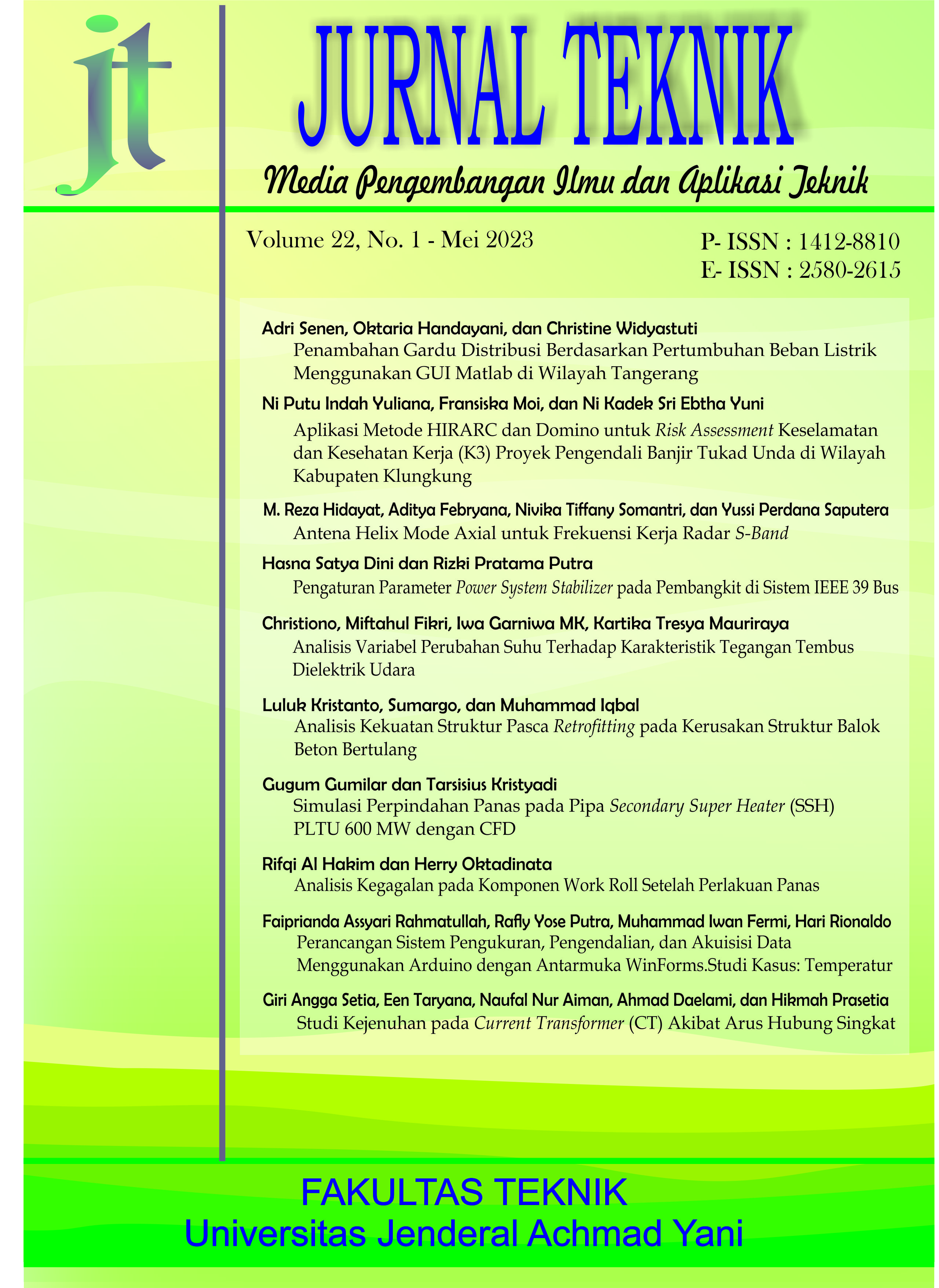 					View Vol. 22 No. 1 (2023): Jurnal Teknik - Media Pengembangan Ilmu dan Aplikasi Teknik
				