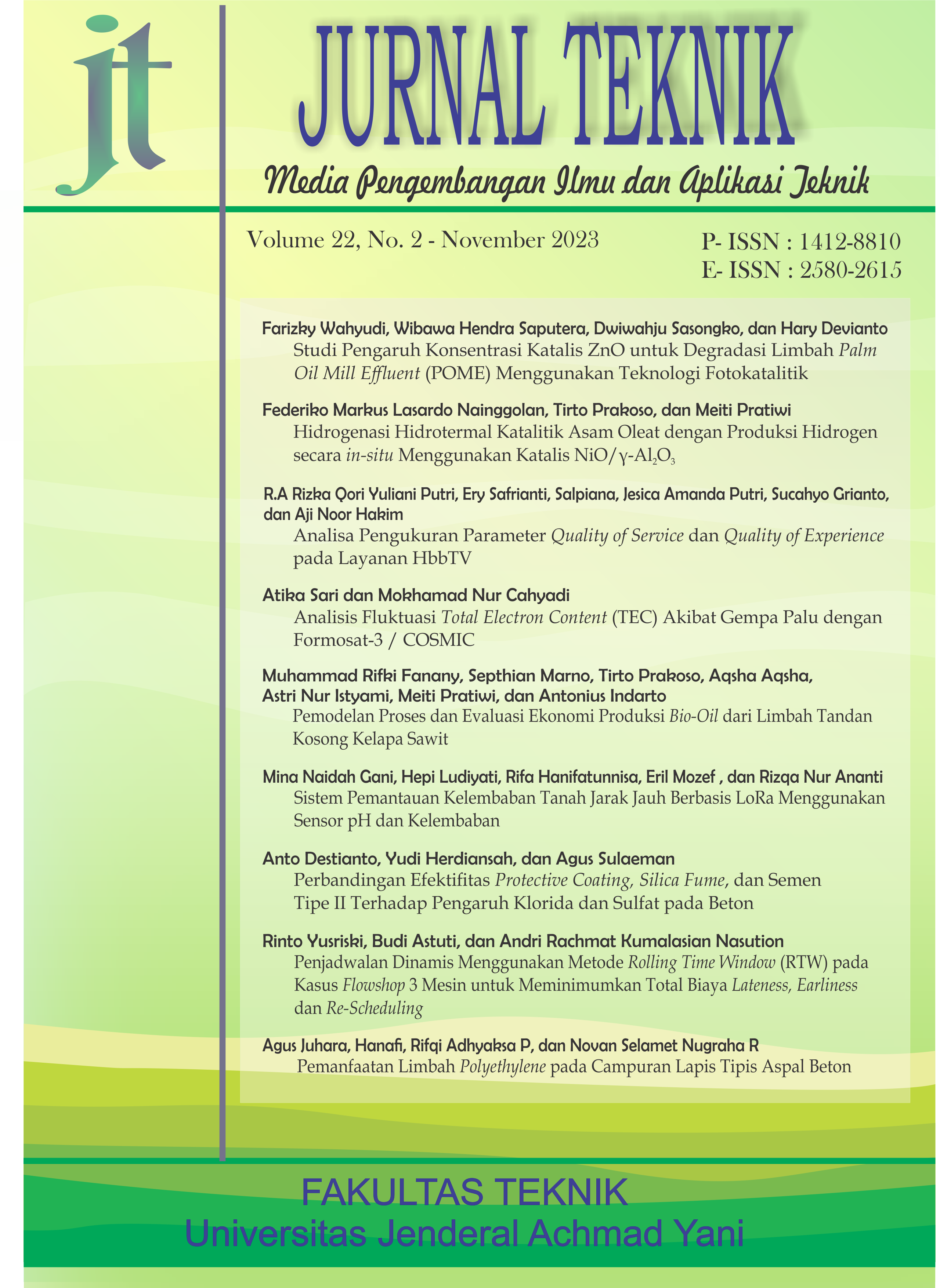 					View Vol. 22 No. 2 (2023): Jurnal Teknik - Media Pengembangan Ilmu dan Aplikasi Teknik
				