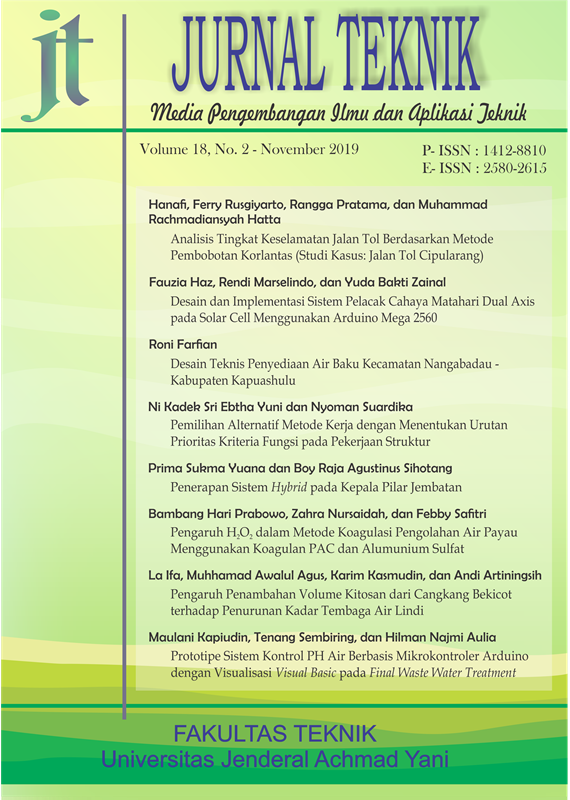 					View Vol. 18 No. 2 (2019): Jurnal Teknik - Media Pengembangan Ilmu dan Aplikasi Teknik
				